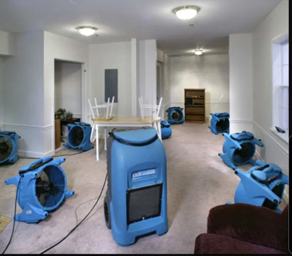 Air movers and dehumidifier setup for Water Extraction & Removal in Rothschild