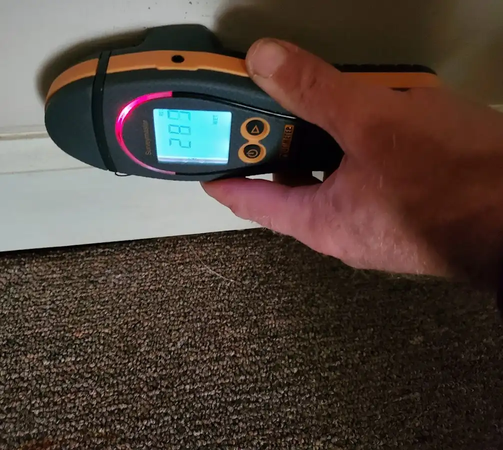 Moisture detection at baseboard during Mold Inspection & Testing in Rothschild